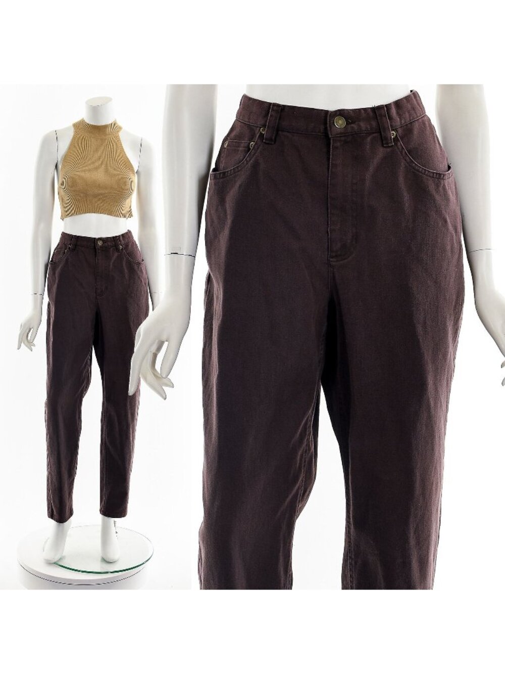Chocolate Brown Denim Straight Leg Pants